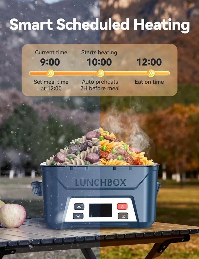 Alt view image 3 of 7 - Cordless Electric Lunch Box for Adults,5.5 Cups Rechargeable Self Heating Lunch Box-Automatic Heating,Food Warmer with Memory Function & Automatic Keep Warm,Perfect for Work and Trip(Blue)