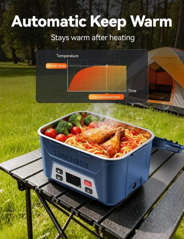 Alt view image 5 of 7 - Cordless Electric Lunch Box for Adults,5.5 Cups Rechargeable Self Heating Lunch Box-Automatic Heating,Food Warmer with Memory Function & Automatic Keep Warm,Perfect for Work and Trip(Blue)