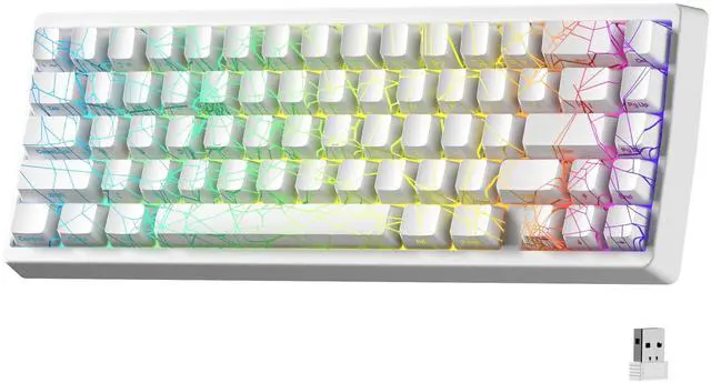 Main image of Wireless 60% Percent Keyboard, QMK/VIA Gaming Keyboard, Tri-Mode Thocky Creamy Mechanical Key Board, Hot Swappable Gasket Mount RGB IMD Tech for Win/Mac, Spider Web Theme, White