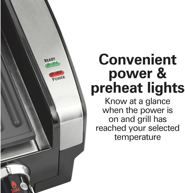 Alt view image 6 of 7 - Electric Indoor Searing Grill With Lid & Viewing Window | Adjustable Temperature Control To 450°F | 118 sq. in. PFAS-Free Removable Non-Stick Cooking Surface | Stainless Steel