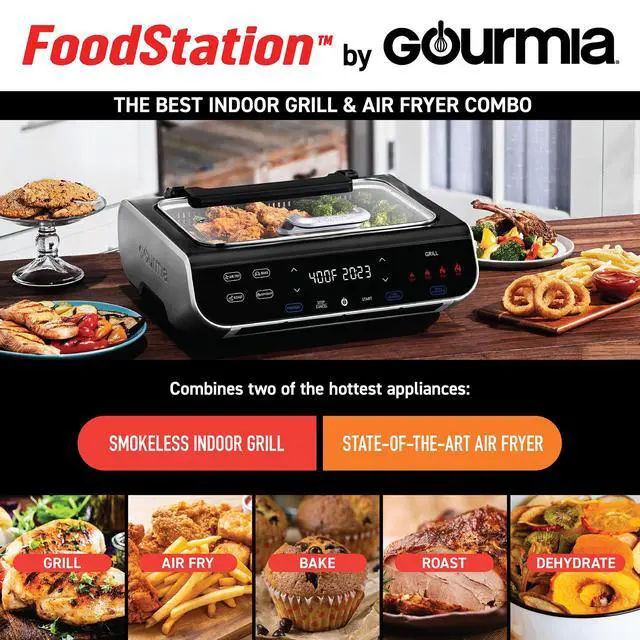 Alt view image 3 of 7 - Smokeless Indoor Grill & Air Fryer raclette grill with Smoke Extracting Technology Extra-Large Nonstick Cooking electric grill indoor Korean BBQ Style 6 Quart FoodStation