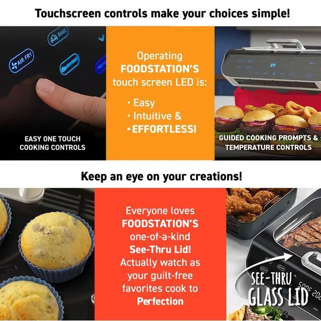 Alt view image 6 of 7 - Smokeless Indoor Grill & Air Fryer raclette grill with Smoke Extracting Technology Extra-Large Nonstick Cooking electric grill indoor Korean BBQ Style 6 Quart FoodStation