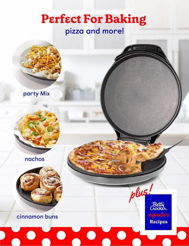 Alt view image 2 of 7 - Pizza Maker Plus, 12" Indoor Electric Grill, Nonstick Griddle Pan for Pizzas, Quesadillas, Tortillas, Nachos and more, 12" Electric Griddle for Delicious Meals and Snacks, Silver