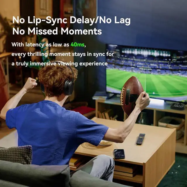 Alt view image 3 of 7 - Wireless Headphones for TV Watching, TV Headphones with Transmitter Charging Base, Bluetooth V5.3, No Lip-Sync Delay, Clear Voice, Plug & Play, Comfortable Over-Ear for Seniors, Gifts for Elderly