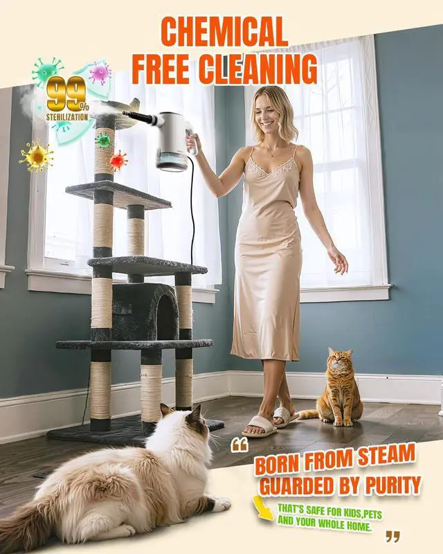 Alt view image 5 of 7 - Handheld Steam Cleaner, 15s Fast Heating, Adjustable Steam, 650mL Large Water Tank, Pressurized Portable Steamer for Cleaning Home, Kitchen, Car, Bathroom, Tile, Furniture, Multi-Surface