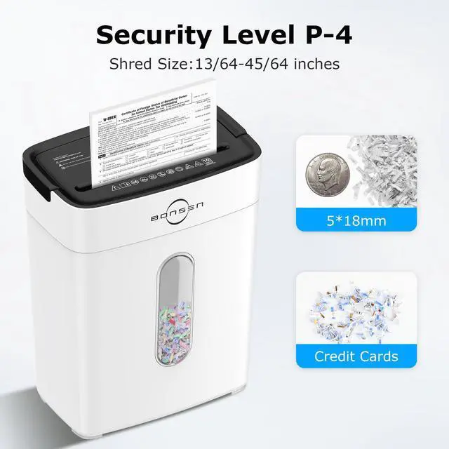 Alt view image 3 of 7 - 10-Sheet Cross Cut Paper Shredder for Home Office, P-4, Portable Handle, 4 Gallons Bin, Paper and Credit Card Shredder, White (S3201-W New Version)