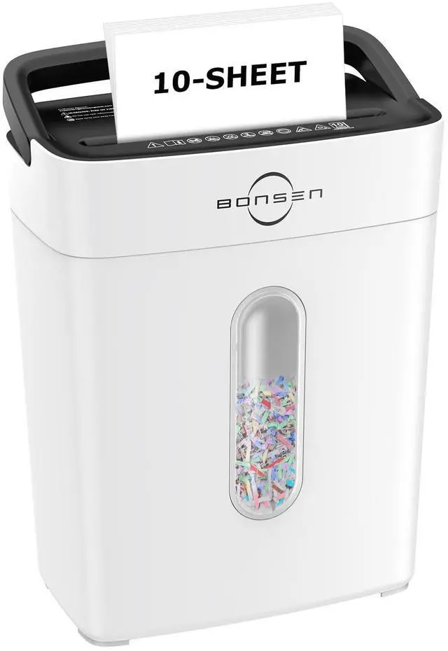 Main image of 10-Sheet Cross Cut Paper Shredder for Home Office, P-4, Portable Handle, 4 Gallons Bin, Paper and Credit Card Shredder, White (S3201-W New Version)