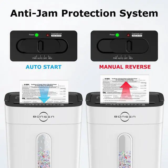Alt view image 6 of 7 - 10-Sheet Cross Cut Paper Shredder for Home Office, P-4, Portable Handle, 4 Gallons Bin, Paper and Credit Card Shredder, White (S3201-W New Version)
