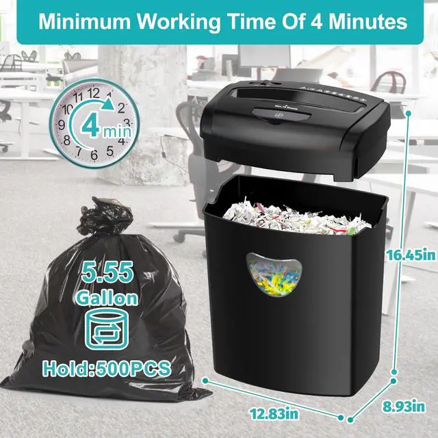 Alt view image 4 of 6 - 12-Sheet Cross Cut Paper Shredder with Large 5.55-Gallon Basket - P-4 Security, 3-Mode Shred for Cards/CDs/Staples/Clips - Jam Proof System for Office (ETL Certified)