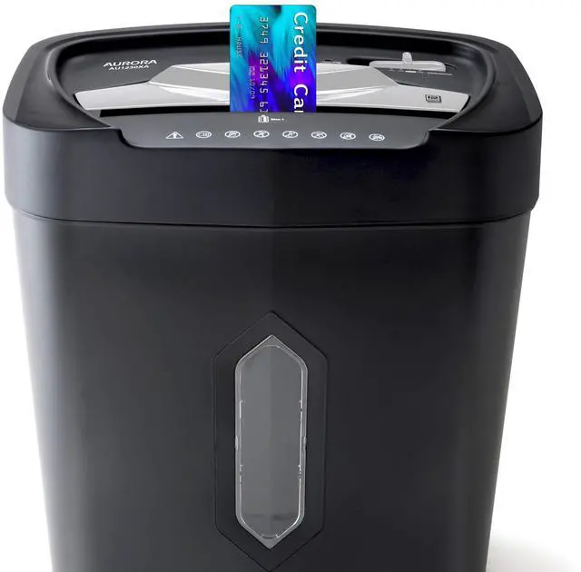 Alt view image 2 of 7 - AU1230XA Anti-Jam 12-Sheet Crosscut Paper and Credit Card Shredder with 5.2-Gallon Wastebasket