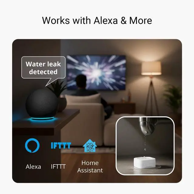 Alt view image 7 of 7 - Water Leak Starter Kit: Hub + 4 Leak Sensor 1 (Silent), LoRa Long-Range, App/SMS/Email Alerts, D2D Offline Triggers, 2 AAA Up to 5-Year Battery, Compatible with Alexa/IFTTT/Home Assistant