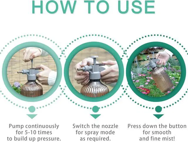 Alt view image 6 of 7 - Tanvia 67oz Fine Mist Spray Bottle, Hand Held Pressure Plant Mister with Top Pump, Plastic Empty Water Sprayer Watering Can with Adjustable Nozzle for Indoor and Outdoor Gardening and Home Cleaning