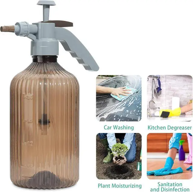 Alt view image 7 of 7 - Tanvia 67oz Fine Mist Spray Bottle, Hand Held Pressure Plant Mister with Top Pump, Plastic Empty Water Sprayer Watering Can with Adjustable Nozzle for Indoor and Outdoor Gardening and Home Cleaning