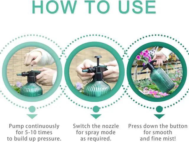 Alt view image 6 of 7 - Tanvia 67oz Fine Mist Spray Bottle, Hand Held Pressure Plant Mister with Top Pump, Plastic Empty Water Sprayer Watering Can with Adjustable Nozzle for Indoor and Outdoor Gardening and Home Cleaning