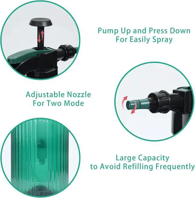 Alt view image 7 of 7 - Tanvia 67oz Fine Mist Spray Bottle, Hand Held Pressure Plant Mister with Top Pump, Plastic Empty Water Sprayer Watering Can with Adjustable Nozzle for Indoor and Outdoor Gardening and Home Cleaning