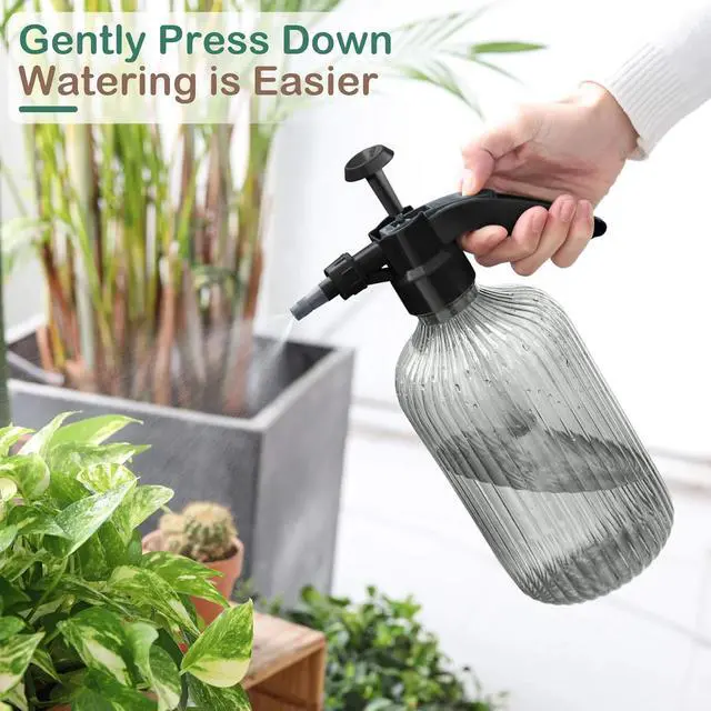 Alt view image 3 of 7 - Tanvia 67oz Fine Mist Spray Bottle, Hand Held Pressure Plant Mister with Top Pump, Plastic Empty Water Sprayer Watering Can with Adjustable Nozzle for Indoor and Outdoor Gardening and Home Cleaning