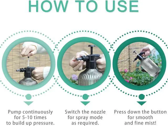 Alt view image 6 of 7 - Tanvia 67oz Fine Mist Spray Bottle, Hand Held Pressure Plant Mister with Top Pump, Plastic Empty Water Sprayer Watering Can with Adjustable Nozzle for Indoor and Outdoor Gardening and Home Cleaning