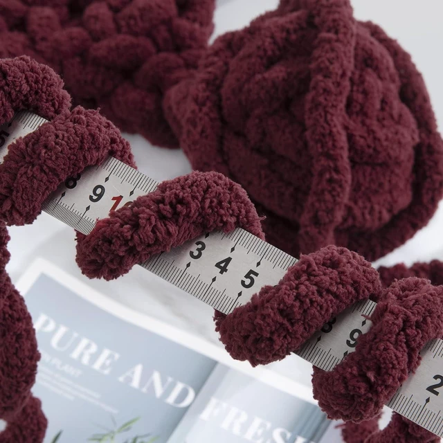 Alt view image 3 of 7 - Tanvia 8 Pack Chunky Chenille Yarn - Super Soft Bulky Knitting Yarn for Blankets Scarf DIY, 8oz/27yds per Skein, Fluffy Plush Yarn for Crochet & Hand Knitting, Wine Red