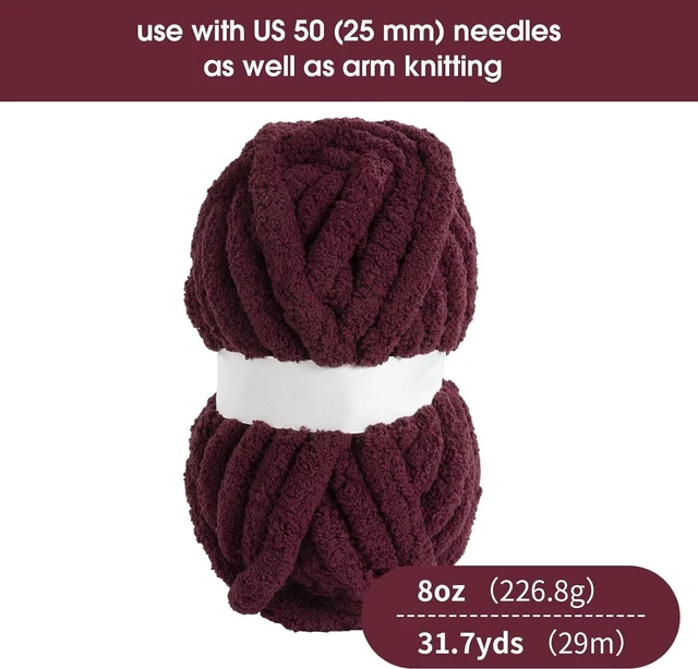 Alt view image 4 of 7 - Tanvia 8 Pack Chunky Chenille Yarn - Super Soft Bulky Knitting Yarn for Blankets Scarf DIY, 8oz/27yds per Skein, Fluffy Plush Yarn for Crochet & Hand Knitting, Wine Red