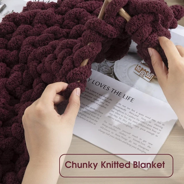 Alt view image 5 of 7 - Tanvia 8 Pack Chunky Chenille Yarn - Super Soft Bulky Knitting Yarn for Blankets Scarf DIY, 8oz/27yds per Skein, Fluffy Plush Yarn for Crochet & Hand Knitting, Wine Red