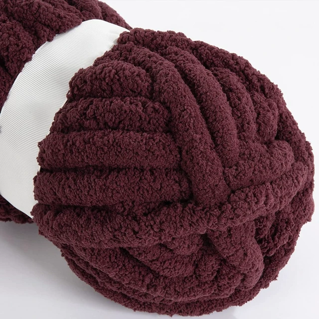 Alt view image 7 of 7 - Tanvia 8 Pack Chunky Chenille Yarn - Super Soft Bulky Knitting Yarn for Blankets Scarf DIY, 8oz/27yds per Skein, Fluffy Plush Yarn for Crochet & Hand Knitting, Wine Red