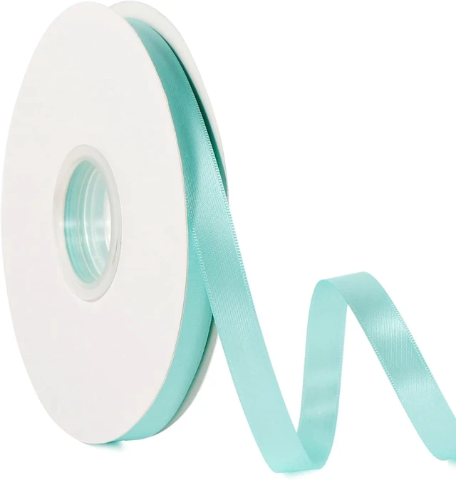 Main image of Tanvia 1/2" X 100 Yards Solid Color Satin Ribbon, Double Faced High Density Polyester Fabric Ribbon for Gifts Wrapping, Wedding, Party, Crafts, Hair Bows, Home DIY Decor Ornaments, Aqua Blue