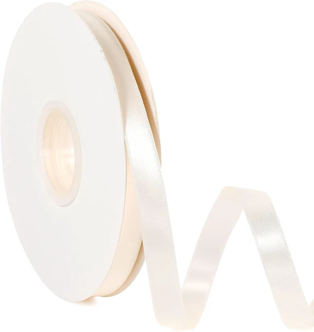 Main image of Tanvia 1/2" X 100 Yards Solid Color Satin Ribbon, Double Faced High Density Polyester Fabric Ribbon for Gifts Wrapping, Wedding, Party, Crafts, Hair Bows, Home DIY Decor Ornaments, Cream White