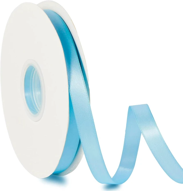 Main image of Tanvia 1/2" X 100 Yards Solid Color Satin Ribbon, Double Faced High Density Polyester Fabric Ribbon for Gifts Wrapping, Wedding, Party, Crafts, Hair Bows, Home DIY Decor Ornaments, Light Blue