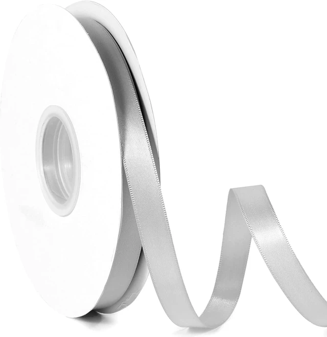 Main image of Tanvia 1/2" X 100 Yards Solid Color Satin Ribbon, Double Faced High Density Polyester Fabric Ribbon for Gifts Wrapping, Wedding, Party, Crafts, Hair Bows, Home DIY Decor Ornaments, Silver gray