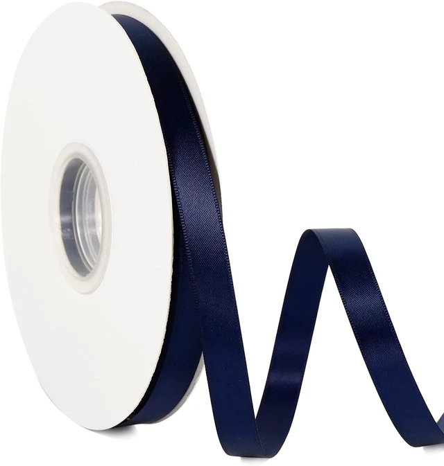 Main image of Tanvia 1/2" X 100 Yards Solid Color Satin Ribbon, Double Faced High Density Polyester Fabric Ribbon for Gifts Wrapping, Wedding, Party, Crafts, Hair Bows, Home DIY Decor Ornaments, Navy Blue