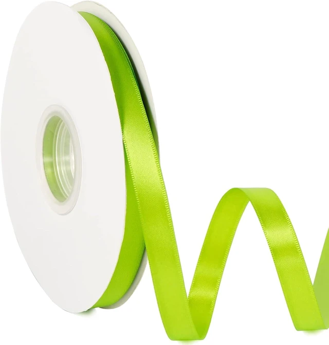 Main image of Tanvia 1/2" X 100 Yards Solid Color Satin Ribbon, Double Faced High Density Polyester Fabric Ribbon for Gifts Wrapping, Wedding, Party, Crafts, Hair Bows, Home DIY Decor Ornaments, Green