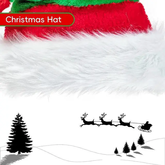 Alt view image 5 of 5 - Tanvia Velvet Plush Santa Hat for Men Women - Plush Unisex Christmas Hat for Xmas, New Year Parties & Holiday Decor Red Green