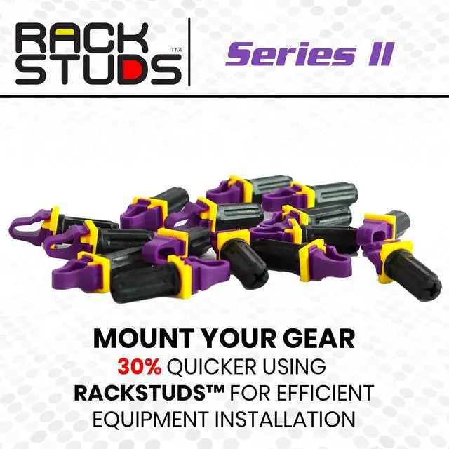 Alt view image 7 of 7 - Rackstuds P100 Series II - Server Rack Screws 100-Pack | Cage Nut Replacement Purple 3.2mm/0.126" | A faster, easier solution for rack mounting gear in 19" racks with square punched vertical rails