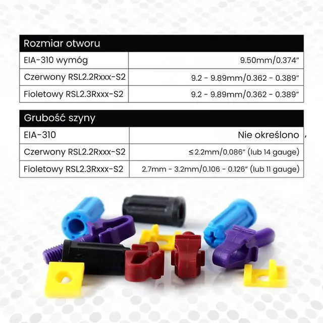 Alt view image 3 of 7 - Rackstuds 4C Rack Mount Solution II - Sample Pack 4 of Each Size | Includes Both Red (2.2 mm) and Purple (3.2 mm) Studs | The complete solution for any 19" racks with square punched vertical rails