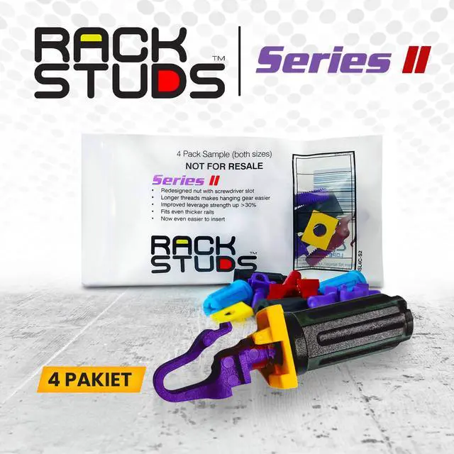 Alt view image 5 of 7 - Rackstuds 4C Rack Mount Solution II - Sample Pack 4 of Each Size | Includes Both Red (2.2 mm) and Purple (3.2 mm) Studs | The complete solution for any 19" racks with square punched vertical rails