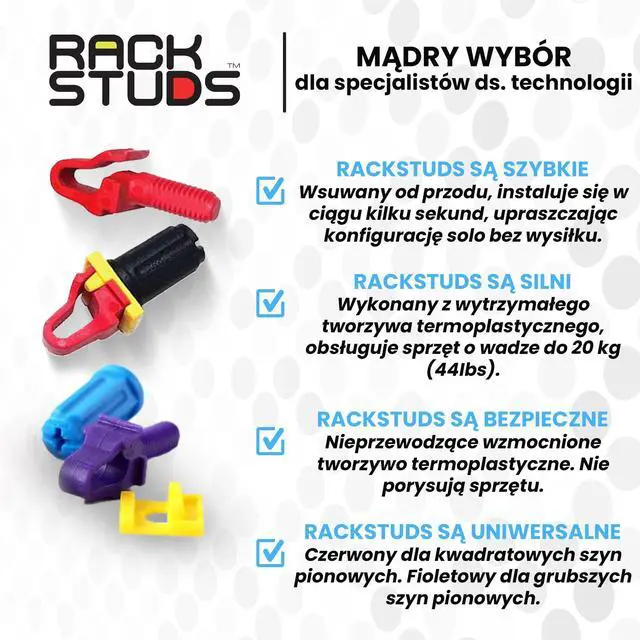 Alt view image 6 of 7 - Rackstuds 4C Rack Mount Solution II - Sample Pack 4 of Each Size | Includes Both Red (2.2 mm) and Purple (3.2 mm) Studs | The complete solution for any 19" racks with square punched vertical rails