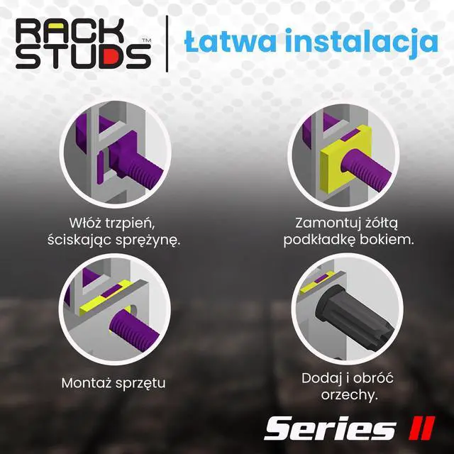 Alt view image 7 of 7 - Rackstuds 4C Rack Mount Solution II - Sample Pack 4 of Each Size | Includes Both Red (2.2 mm) and Purple (3.2 mm) Studs | The complete solution for any 19" racks with square punched vertical rails