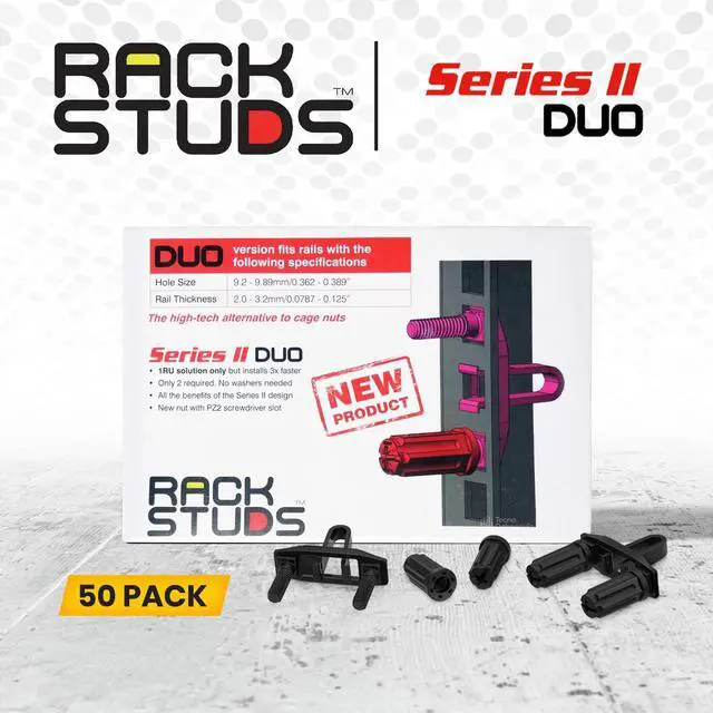 Alt view image 5 of 7 - DUO50 1RU Series II Rack Mount Solution - Effortless Alternative to Traditional Rack Screws and Cage Nuts & Server Rack Screws Ideal for Server Hardware Setup - 50 Pack, Universal Version