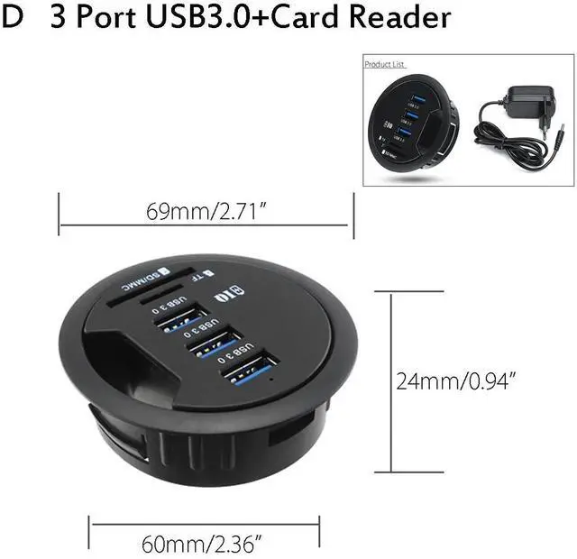 Alt view image 3 of 5 - 5 Types Device Charging Mount In Desk Hubs USB 3.0/2.0 HUB Adapter for Macbook External Stereo Sound Combo Charging Reader Card