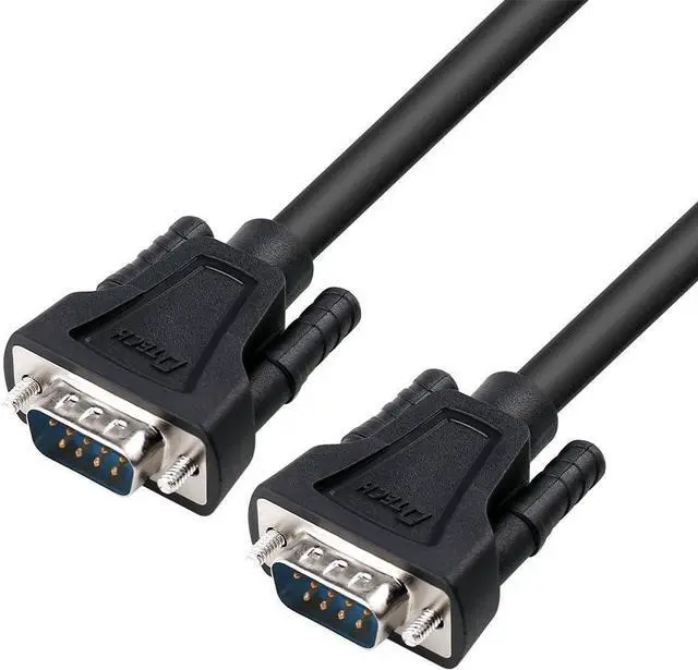 Main image of Vszerda DTech 10ft DB9 to DB9 RS232 Serial Cable Male to Male Simple Null Modem Cord Cross TX RX line 2 Pin Crossed Without Handshake for Computer Data Communication (10 Feet, Black)