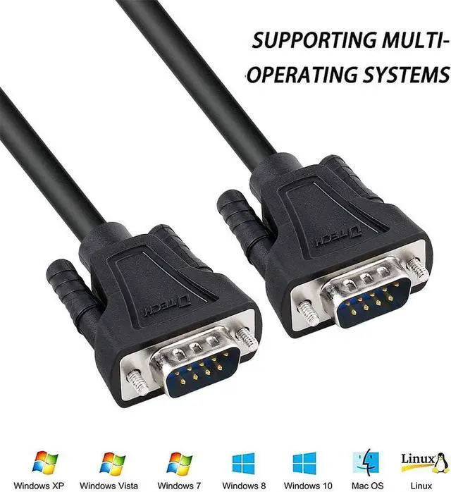 Alt view image 5 of 7 - Vszerda DTech 10ft DB9 to DB9 RS232 Serial Cable Male to Male Simple Null Modem Cord Cross TX RX line 2 Pin Crossed Without Handshake for Computer Data Communication (10 Feet, Black)