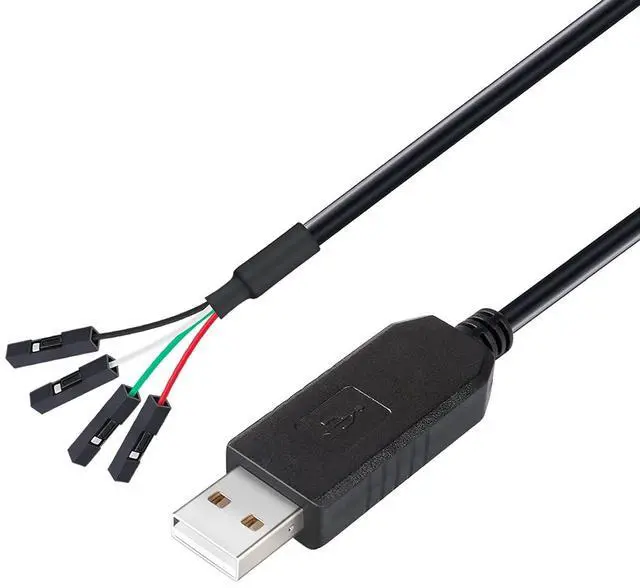 Main image of Vszerda DTech USB to TTL Serial Adapter 3.3V Debug Cable TX RX Signal 4 Pin Female Socket PL2303 Prolific Chip Windows 10 8 7 XP Vista (3ft, Black)
