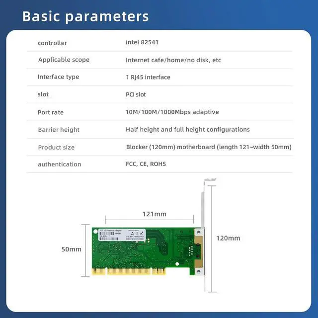 Alt view image 2 of 5 - Vszerda PCI Ethernet giga-bit Network Card with 82541 Chip RJ45 LAN NIC Card PRO/1000GT - Desktop Single-Port Wired Network Adapter PWLA8391MTBLK