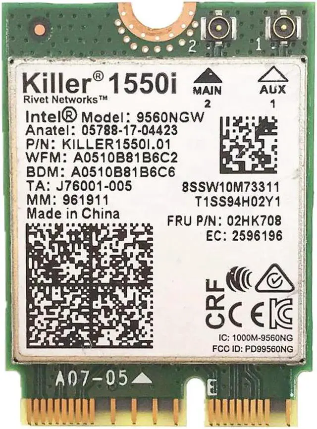Alt view image 2 of 2 - Vszerda Killer 1550i AC Dual Band 1.73Gbps Wireless 9560NGW NGFF CNVI Wifi Card 9560AC 802.11ac Support Bluetooth 5.0 for Windows 10