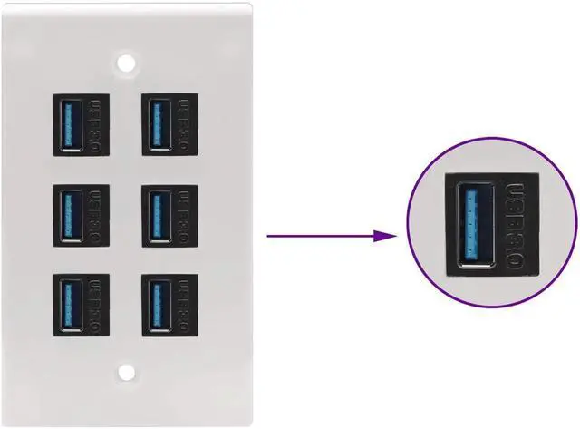 Alt view image 5 of 5 - Vszerda USB 3.0 A Keystone Adapter Female to Female USB 3.0 A Keystone Jack Insert Socket Coupler Adapter for Wall Plate Outlet Panel (Black/5 Pack)