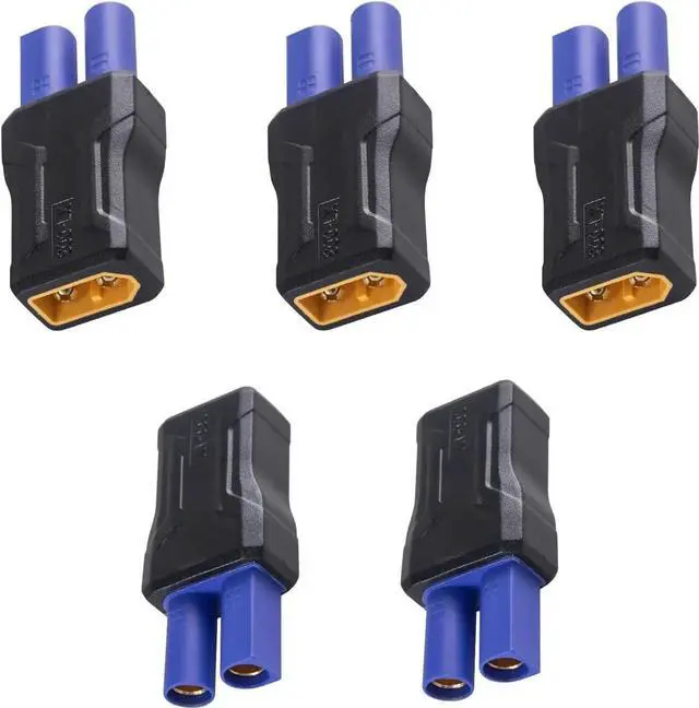 Main image of Vszerda XT60 to EC5 Connector 5Pack, EC5 to XT60 Male to Female Adapter Injection Molded Type RC Connector Adapter, No Wires Connectors RC Battery Adapter for Battery Micro Drone