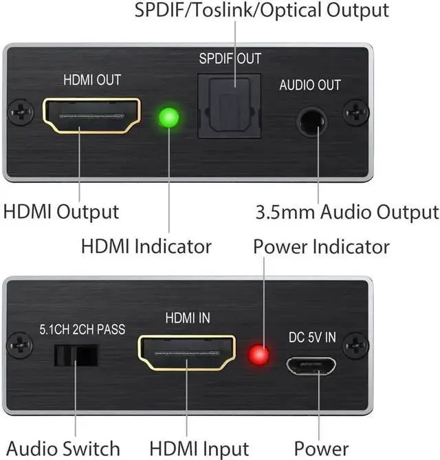 Alt view image 6 of 7 - Vszerda HDMI Audio Extractor Converter HDMI to Optical Toslink SPDIF with 1M HDMI 1.4 Cable and 3.5mm Stereo Audio Splitter Adapter Support 4K x 2K 3D