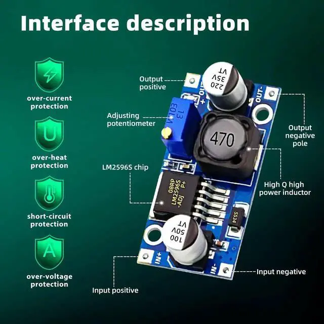 Alt view image 3 of 7 - Vszerda 10 Pack LM2596 DC-DC Adjustable Buck Converter 3.0-40V to 1.5-35V Power Supply Step Down Voltage Regulator Module