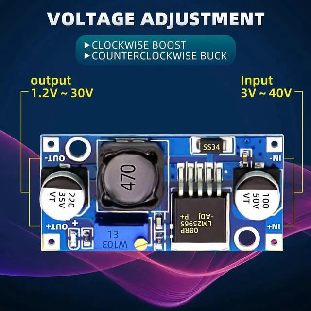 Alt view image 7 of 7 - Vszerda 10 Pack LM2596 DC-DC Adjustable Buck Converter 3.0-40V to 1.5-35V Power Supply Step Down Voltage Regulator Module