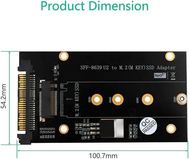 Alt view image 3 of 6 - Vszerda Add On Cards M.2 NVMe PCI-E SSD to PCI-E U.2 SFF-8639 Adapter Card M2 M Key Adapter M.2 NVME to U.2 with M.2 Heatsink